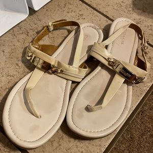 Cream coach sandals
